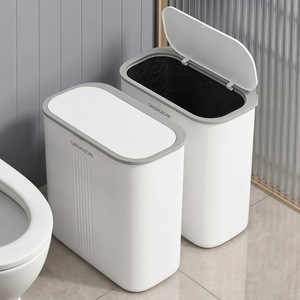 Cubo de basura rectangular de 12L con tapa de apertura por presión, para baño, uso interior. - Product Image 1