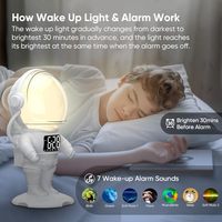 Pour astronaute lever du soleil réveil bruit blanc 30 sons apaisants 22 veilleuses à intensité variable pour Bluetooth double lumière de réveil numérique
