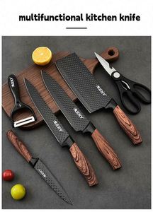 Juego de Cuchillos de Cocina Ambidiestros Ecológicos de Acero Inoxidable 3Cr13 de Alta Calidad 2024, Caja de Regalo con Bloque para Cuchillos de Madera y Goma - Product Image 5