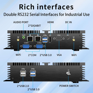PC industriel sans ventilateur, mini-ordinateur avec double carte réseau, 2 ports COM RS232, prise en charge du module 4G/SIM, Wi-Fi, 1 port HDMI, 1 port VGA, <span class=keywords><strong>Windows</strong></span> <span class=keywords><strong>10</strong></span> <span class=keywords><strong>Pro</strong></span> - Product Image 3