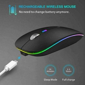 Souris <span class=keywords><strong>sans</strong></span> fil BT ultra-fine et rechargeable, mini souris optique <span class=keywords><strong>sans</strong></span> fil 1600 DPI RGB, adaptée aux ordinateurs portables et PC - Product Image 3
