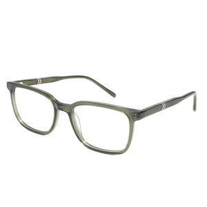 Montures de lunettes optiques personnalisées pour hommes en acétate de qualité supérieure - Forme carrée classique à monture complète avec branches à charnières métalliques texturées - Product Image 2