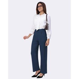 FOXA Womens Wide Leg Palazzo <b>Pants</b> High Waist Loose Fit With Pockets Breathable Crepe Fabric <b>Summer</b> Beach Business Casual - Product Image 4