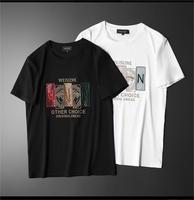 T-shirt d'été à col rond brodé à manches courtes pour hommes avec haut en modal de soie glacée