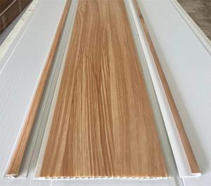 New design250mm Chiều rộng hạt gỗ PVC Trần dập nóng tráng Laminate tường ốp - Product Image 2