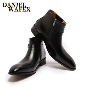 Bottes <span class=keywords><strong>de</strong></span> <span class=keywords><strong>dressage</strong></span> pour hommes en cuir <span class=keywords><strong>de</strong></span> qualité supérieure avec semelle en caoutchouc, chaussures en cuir véritable pour hommes - Product Image 6