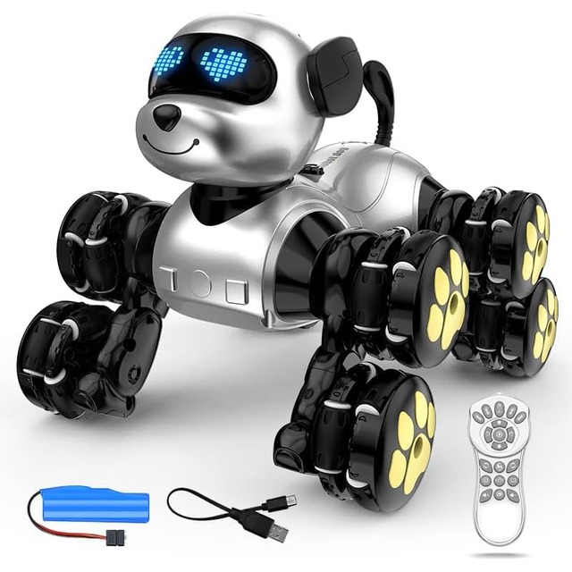 Smart Programming Remote Control Stunt Robot Dog Gesture Sensing Interactive RC Rotation Dancing Robotic Dog with Lights Music