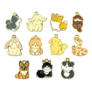 Pendentifs en émail de chat et de <span class=keywords><strong>chien</strong></span> de dessin animé, breloques en métal, fabrication de bijoux faits à la main, accessoires de fabrication de colliers et de boucles d'oreilles mignons pour animaux - Product Image 5