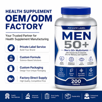 Tablet Multivitamin Pria 50+ dengan Vitamin D3, Vitamin B, dan Seng untuk Mendukung Kesehatan Jantung, Memori, dan Mata OEM ODM Custom