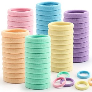 IStapromo Gifts Hot Sale 100PCS Black Hair Ties Seamless Cotton Thick Black Hair Band Elastic Hair Tie No Damage Ponytail Holder - Product Image 2
