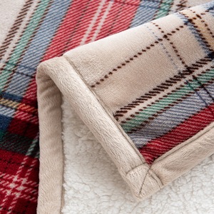 Sherpa <strong>Plaid</strong> Fleece Throw Blanket Double-Sided Super Soft Luxurious <strong>Bedding</strong> Blanket 50*60 Inches Green Red - Product Image 5
