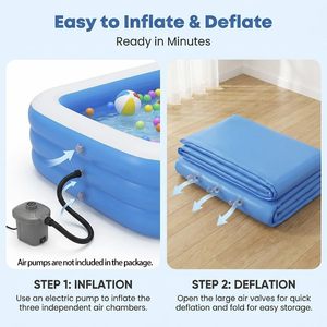 Inflatable Family Swimming <b>Pool</b> Large Blow Up <b>Pool</b> Durable Thickened Backyard Garden Outdoor Summer Water Party <b>Pool</b> 71x51x24 In - Product Image 5