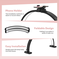 Lampe à ongles demi-lune pour bureau Lampe de table professionnelle pour manucure avec support de téléphone Lampe de bureau extra large pour salon de manucure