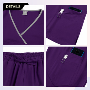 Women's Hospital Scrub Set Moisture Wicking Quick Dry Knitted Split Uniform For Nurses Doctors Workwear Size S XXL - Product Image 2