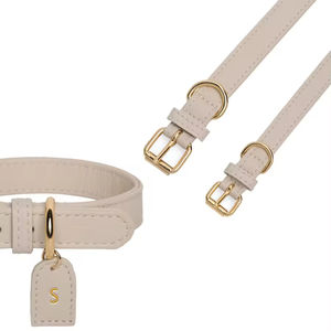 Custom Black Pet Adjustable Fashion Metal Buckle Waterproof Vegan PU Luxury Dog Leather Collar for <b>Puppy</b> Med Dog With Tag - Product Image 2