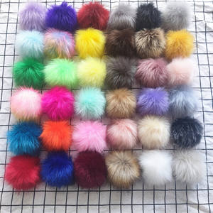 Venta al por mayor 12cm 15cm Rosa Gris Blanco Colores mezclados Pompones de piel sintética Snap on Fluffy Vegan Fur Ball Desmontable Pompones de piel sintética - Product Image 4