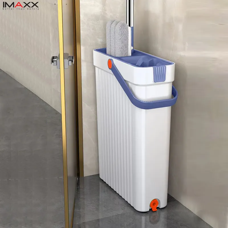 ممسحة IMAXX عصرية مسطحة قابلة للضغط للتنظيف المنزلي والفندقي بتصميم مبتكر مع وظيفة الجفاف لتنظيف غرفة المعيشة