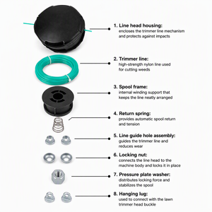 Kit de remplacement de tête de <span class=keywords><strong>coupe</strong></span> avec <span class=keywords><strong>bobine</strong></span> de fil et écrou à ressort pour débroussailleuse - Product Image 6