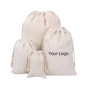 Promotional Wholesale 100%organic Cotton Muslin <b>Bag</b> Customized Mini <b>Canvas</b> <b>Drawstring</b> Dust <b>Bag</b> Natural Cotton Gift Jewelry Pouch - Product Image 1