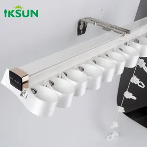 IKSUN Metal Alumínio Cortinas Ripple Fold Cortina Track Manual S Fold Drapery Trilho Com Acessórios