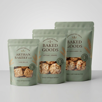 Sachet Doypack Mat Personnalisé avec Fermeture Éclair et Encoche de Déchirement pour l'Emballage de Biscuits de Boulangerie et le Stockage Alimentaire