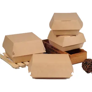 Caja reciclable para llevar hamburguesa papel hamburguesa hombre caja biodegradable caja misteriosa uso para alimentos