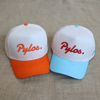 Casquettes de sport décontractées en coton bicolore avec logo brodé 3D personnalisé, visière incurvée, 5 panneaux, casquettes de baseball pour femmes, prix d'usine