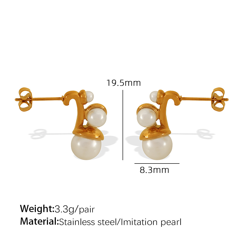 ต่างหูทองคำประดับไข่มุกสีขาว EH61