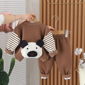 가을 아동 스포츠 의류 도매 긴팔 만화 티셔츠 야구 바지 3종 아기 세트 패션 남자아이 옷 - Product Image 4