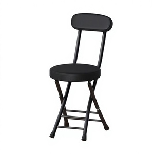 Modern Foldable Metal Dining Chair with PU Seat for Home Office Furniture Black Metal Dining Chair - Product Image 2