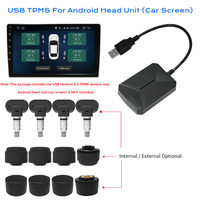 Système de surveillance de la pression des pneus numérique USB Plug and Play pour Android avec affichage, alarme, radio et 4 capteurs externes