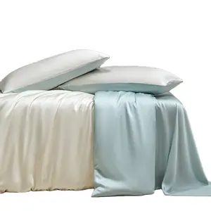 Hoge Kwaliteit Stof 60S Zijde Private Label Luxe Merk Donkerblauw Kingsize Dekbedovertrekken Bed Sets Beddengoed Gemaakt in China