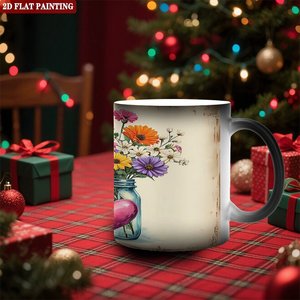Mug en céramique givrée au toucher doux, 11 oz, noir, changeant de couleur à la chaleur, pour café ou thé - Product Image 2