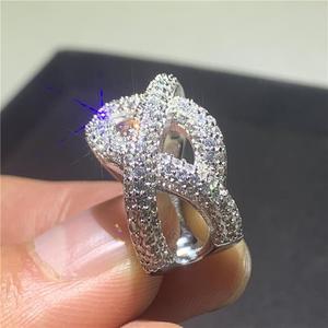 Anello Intrecciato con Zirconi per Uomo e Donna, Gioiello da Dito Lussuoso e Scintillante alla Moda - Product Image 3