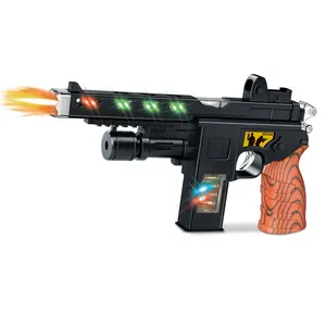新款27厘米手枪电动玩具枪，振动灯枪玩具; 电池操作的光声枪玩具; 儿童最佳射击游戏玩具
