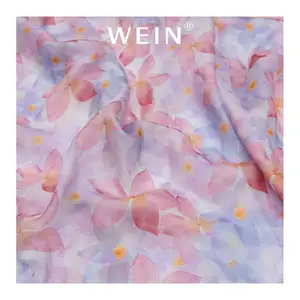 Z0308-SM843 New Arrivals Abstract Pattern Pink Petals Printing Custom Design Service Available Pure Silk Chiffon Fabric