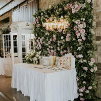 Panneau HK-FW018, mur de fleurs artificiel en soie 5D, rouleau de fleurs pour mariage, toile de fond 8*8 pieds, mur de fleurs roses enroulable, mur de fleurs 3D