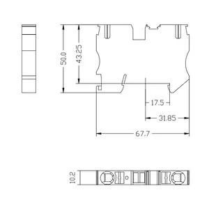 PT10 Push-In Type Din Rail Voedingen Terminal Blokken Weidmuller Schroefloos Elektrische Connector Plastic 57A