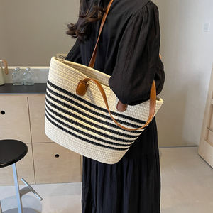 Модные плетеные пляжные сумки из ротанга прочные большие богемные летние пляжные соломенные полотенца Сумка-тоут - Product Image 6