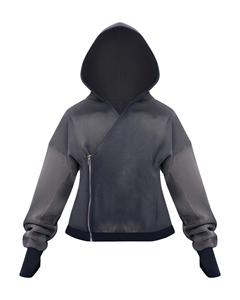 سترة KY بغسيل حمضي للجنسين بأكمام ذات فتحة للإبهام وسحاب غير متماثل مع حاشية وأساور مطاطية، هوديز متناسقة للأزواج كبدلة رياضية - Product Image 4