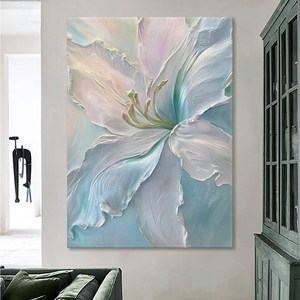 Dipinto a Olio Moderno Minimalista con Texture Floreale 3D, Decorazione per Soggiorno in Tonalità Crema, Grande Arte Murale con Peonie Francesi per Ingresso - Product Image 2