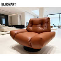 Chaise pivotante de loisir rétro personnalisée extrêmement simple Fauteuil monoplace à dossier souple en cuir Chaise de réception de bureau d'hôtel