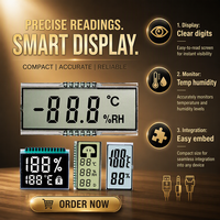 Modul Layar LCD Segmen 7 Digit Kustom dengan Lampu Latar Metalpin untuk Instrumen Kalkulator Psikrometer Sling