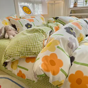 Atacado Laranja Consolador Rei, Twin de Luxo Conjuntos de Cama Roupa De Cama 100% Algodão Lixado Impressão Consolador Quente/