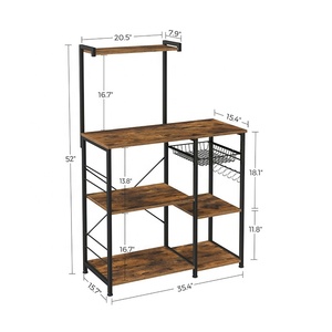 Étagère de rangement de cuisine, étagère à livres, panier en fil métallique, support pour four à micro-ondes, support en métal avec dos en MDF, étagères de <span class=keywords><strong>boulanger</strong></span>, chariot de rangement de cuisine - Product Image 2