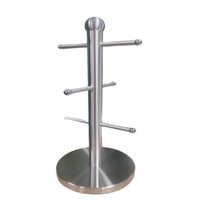 Support de rangement pour tasses en acier inoxydable, organisateur de tasses à café/thé pour salon et table à manger avec plateau en marbre et égouttoir
