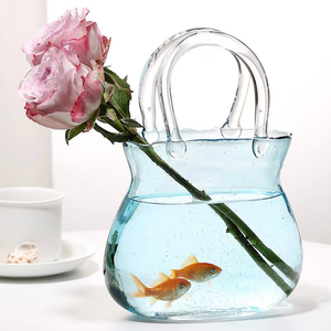 <strong>Glass</strong> <strong>Bag</strong> <strong>Vase</strong> Creative Flower <strong>Glass</strong> <strong>Vase</strong> Fish Culture New Design Home Office Kitchen Decoration <strong>Bag</strong> Shape <strong>Glass</strong> Purse <strong>Vase</strong> - Product Image 5