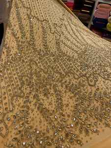 Tissu <span class=keywords><strong>en</strong></span> dentelle perlée brodée à la main, léger et de qualité supérieure, avec sequins et <span class=keywords><strong>maille</strong></span>, 100 % polyester, <span class=keywords><strong>tricot</strong></span>é bio, écologique, 110 GSM, pour mariée - Product Image 3