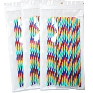 12 pcs 9.5 "BPA freies 7 pastell farben Bar Plastic gestreiften Straw pack, präfekt für parteien hochzeit