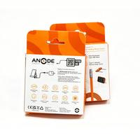 Boîte d'emballage en carton pliable avec trou de suspension, personnalisée et imprimée, pour câble USB, emballage de produits électroniques